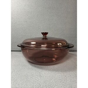 Vintage Pyrex 024 2L Pink Glass Casserole Dish w Lid Corningware Rose Tint